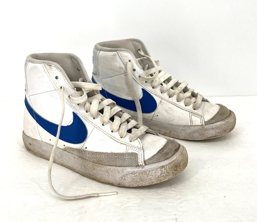 Nike Blazer Mid 77 GS White Blue Sneakers Kids Grade School Size 4Y Shoes